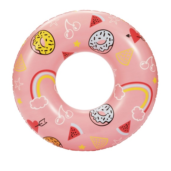 Pink Sweets Inflatable Swim Tube Pool Float, For Kids + Adults up to 175lbs - Picture 1 of 3